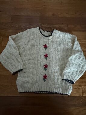 Zara Cream Knit Top with Black Trim 3-4 Years Old